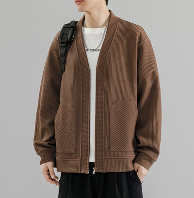 Cardigan Tipo Chaqueta Talla Grande para Hombre - Cierre de Cremallera - Image 12