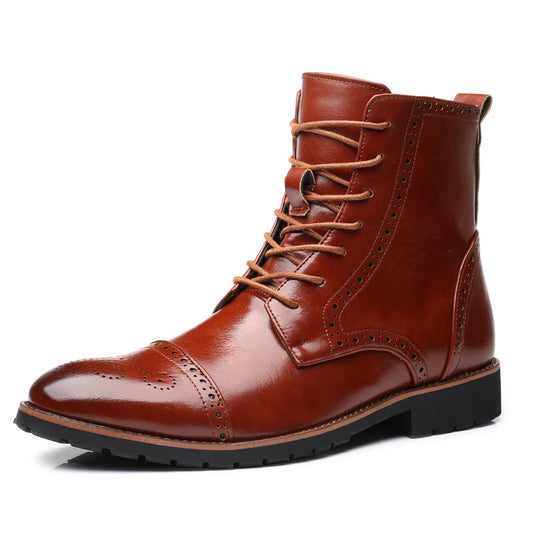 Botas de Cuero Estilo Británico Talla Grande para Hombre