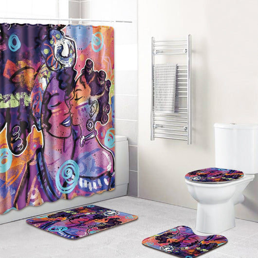 Cortina de baño antideslizante con tapete integrado - Image 5