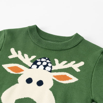 Suéter infantil cuello redondo con diseño de dibujos animados y doble ruedo - Image 2