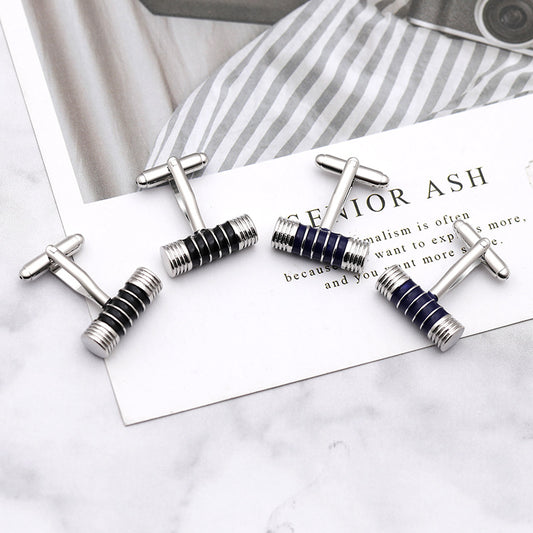Gemelos Ejecutivos de Rayas Azul y Negro - Accesorios Premium