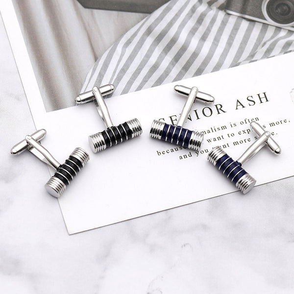Gemelos Ejecutivos de Rayas Azul y Negro - Accesorios Premium
