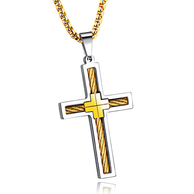 Collar para Hombre con Cruz de Acero de Titanio - Image 4