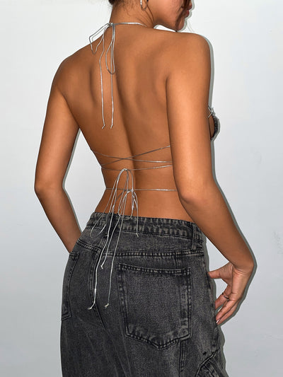 Top Tubo Lentejuelas Metálicas con Cordones - Image 15