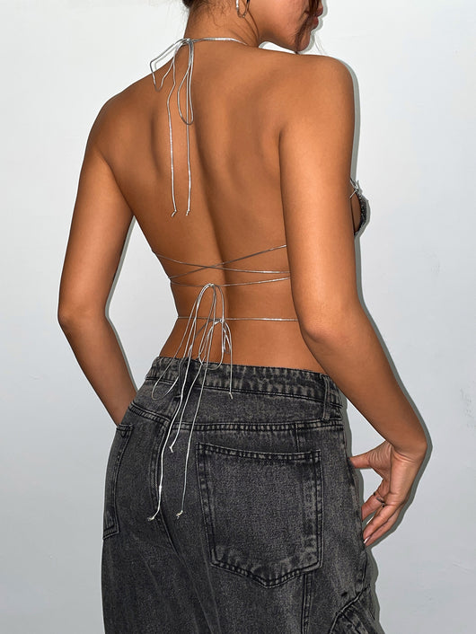 Top Tubo Lentejuelas Metálicas con Cordones - Image 15