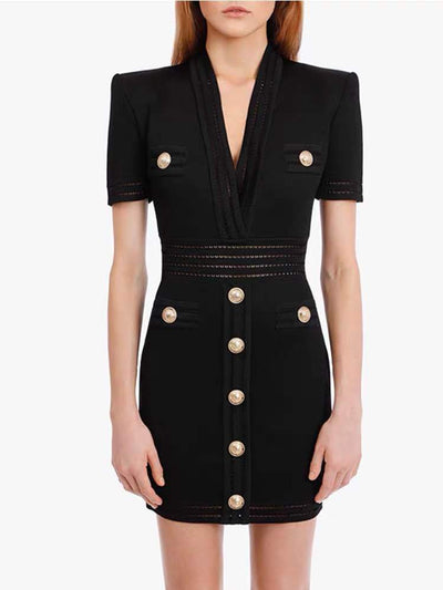 Vestido Ajustado de Punto con Manga Corta Realzador - Image 3
