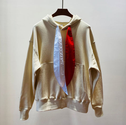Suéter Holgado de Seda con Capucha para Otoño e Invierno