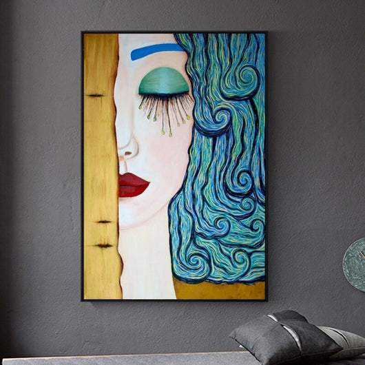 Cuadro Abstracto Lágrimas Doradas Mujer - Pintura Decorativa en Lienzo - Image 4
