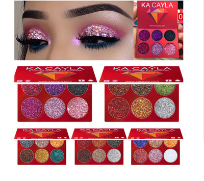 Paleta de Sombras de Ojos con Lentejuelas de Diamante - 6 Colores
