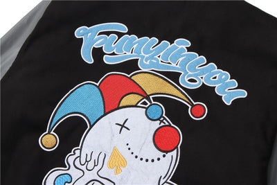 Uniforme de Béisbol con Manga de Cuero PU y Bordado Payaso Flocking Americano - Image 11