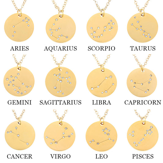 Collar Constelaciones con Diamantes de Acero Titanio para Mujer