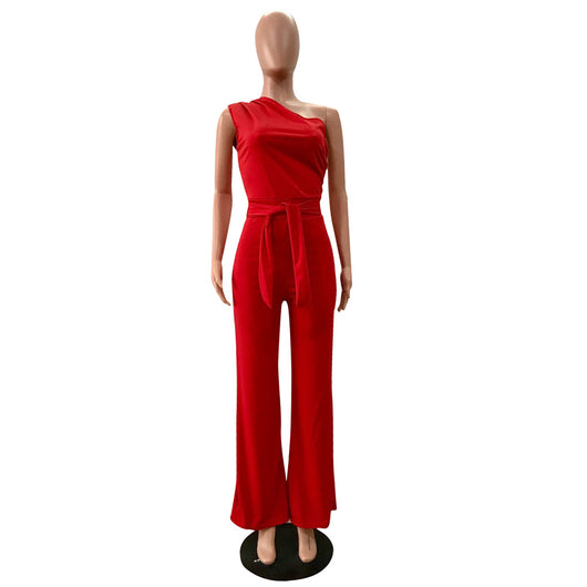Jumpsuit con Hombros Inclinados Asimétrico - Image 18