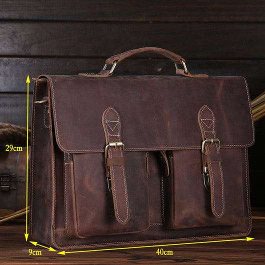 Bolso Messenger de Cuero Crazy Horse - Estilo Vintage Duradero - Image 7