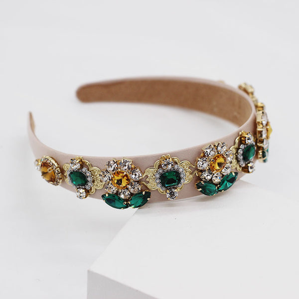Diadema con Rhinestones, Piedras Preciosas y Perlas