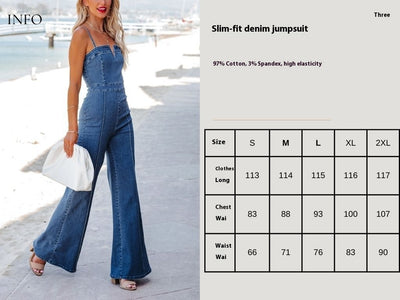 Mono Denim sin Mangas Cintura Alta Piernas Anchas Mujer - Image 8