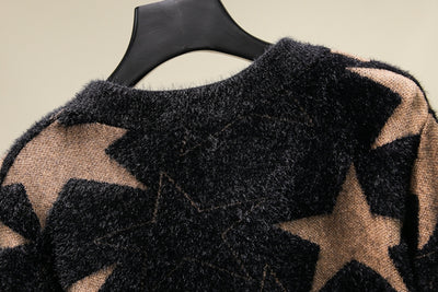 Cardigan Tejido Corto para Mujer con Estrella de Cinco Puntas en Terciopelo Visón - Image 8