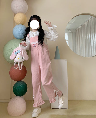 Overol Holgado Kawaii Primavera Verano con Moños - Estilo Soft Girl Japonés - Image 6