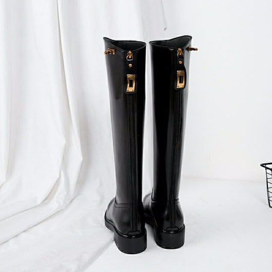 Botas Martin de Cuero con Tacón Grueso hasta la Rodilla - Image 2