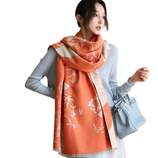 Bufanda de Cachemira Elegante Estilo Nacional Reversible Jacquard Doble Cara - Image 5
