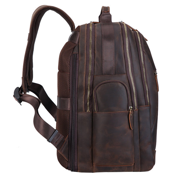Mochila de Viaje Ejecutiva de Cuero 17 Pulgadas - Gran Capacidad