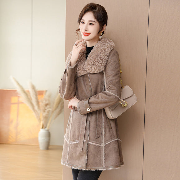 Abrigo de Invierno Largo en Terciopelo Mink para Mujer