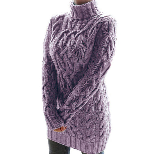 Vestido Suéter Mujer Otoño Invierno Cuello Doble Solapa Grueso - Image 6