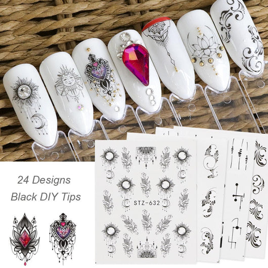 Pegatinas de Agua para Uñas con Diseños de Mariposas, Frutas y Flores Doradas - Image 9