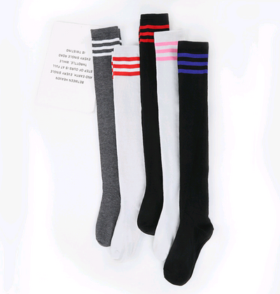 Calcetines Hasta la Rodilla Estilo Colegiala con Rayas - Diseño Japonés Primavera/Otoño - Image 4