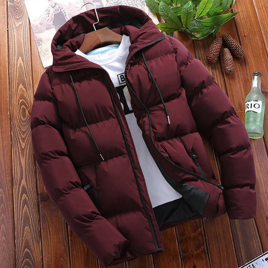 Abrigo Acolchado con Capucha para Hombre - Colores Sólidos - Image 21