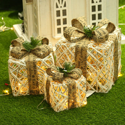 Juego de 3 Cajas Decorativas Navideñas de Hierro Forjado para Árbol de Navidad