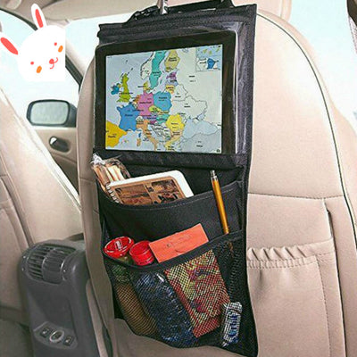 Organizador de Asiento Trasero para Auto - Bolsa Multifuncional Compatible con iPad y Apple