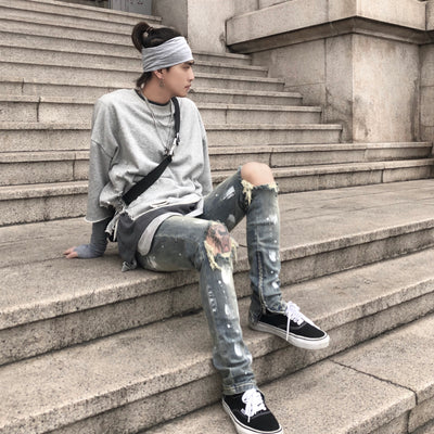 Jeans para Hombre con Diseño Splash y Desgarre Artístico - Image 3