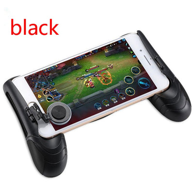 Black mobile game handle with an attached joystick and trigger buttons, holding a smartphone displaying a game. - Image 14