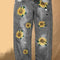 Pantalones Anchos Estampados Efecto Desgastado