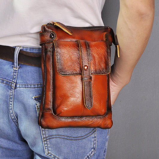 Bolsa Bandolera de Cuero para Hombre - Mochila Compacta con Soporte para Cámara - Image 3