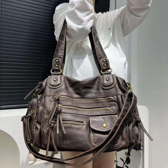 Bolso Moto Vintage Lavado Y2K para Mujer