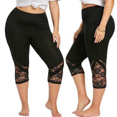 Pantalones Cropped Oversized con Detalles de Encaje