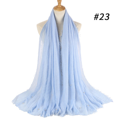 Pañuelo de Algodón y Lino Arrugado Monocromático - Image 32