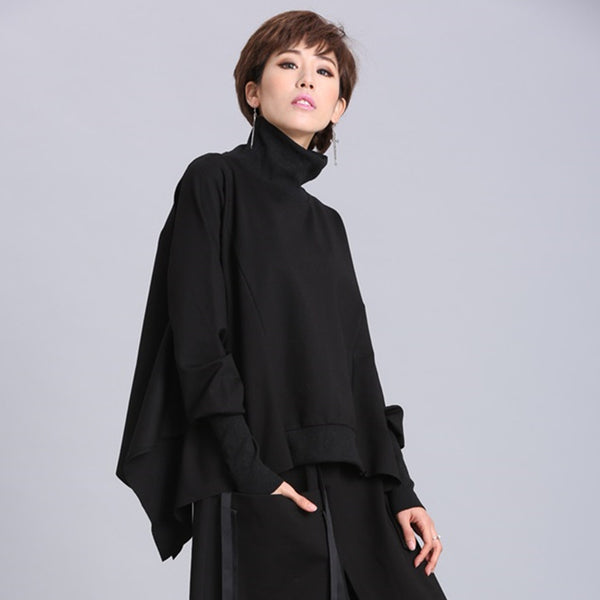 Suéter Pullover Oversized Irregular de Manga Larga para Mujer