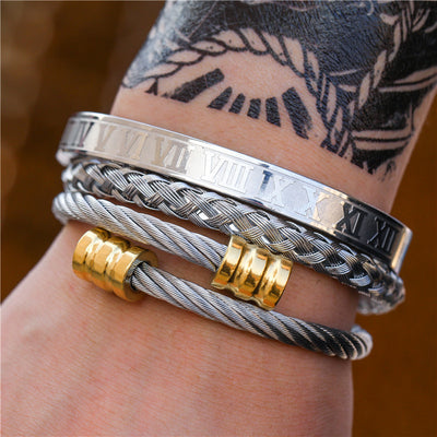 Pulsera de Acero Titanio Estilo Punk con Diseño Romano - Image 67