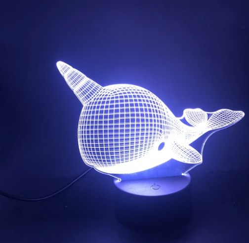 Lámpara Nocturna 3D Ballena Adorable - Reloj Despertador con Luz LED
