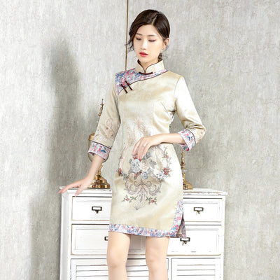 Vestido Retro Chino Bordado Primavera Otoño Estilo Joven