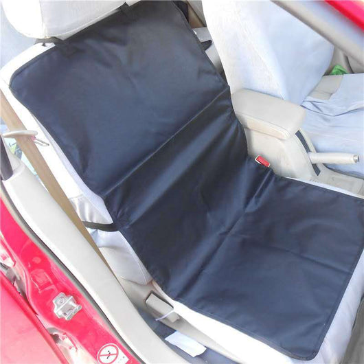 Brown waterproof car pet seat cover installed in the back seat of a red car, protecting upholstery from pets. - Image 2