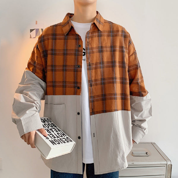 Camisa de Cuadros Japonesa con Costuras Artesanales para Hombre