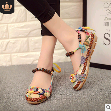 Zapatos Retro de Viento Nacional para Mujer - Tejidos a Mano con Lino y Encaje - Image 2