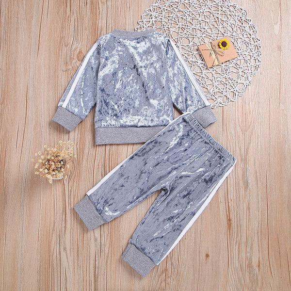 Conjunto de Sudadera y Pantalón de Terciopelo Dorado para Niñas - Ropa Cómoda y Elegante