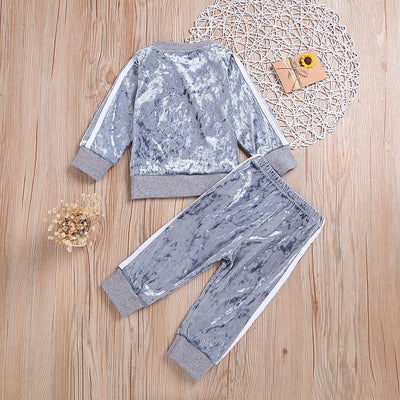 Conjunto de Sudadera y Pantalón de Terciopelo Dorado para Niñas - Ropa Cómoda y Elegante - Image 2