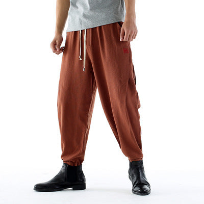 Pantalones harem sueltos de algodón y lino vintage