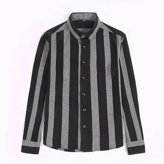 Camisa Casual de Rayas Anchas Estilo Japonés para Hombre - Image 14
