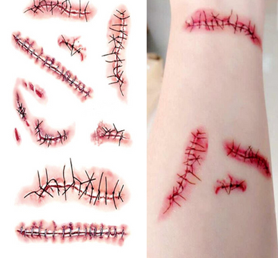 Pegatina de Tatuaje de Herida de Halloween - Image 3